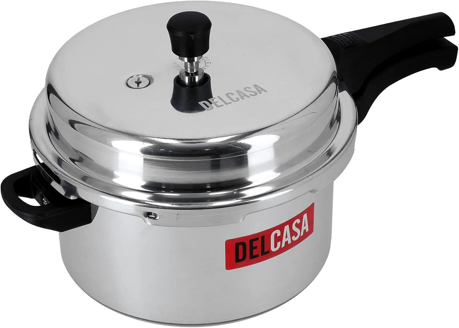 زودپز آلومینیومی 10 لیتری Delcasa DC1126، سبک و بادوام، مناسب برای آشپزخانه منزل، دارای درب و سیستم ایمنی چندگانه با دستگیره های لمسی خنک برای اجاق گاز و صفحات داغ جامد، نقره ای
