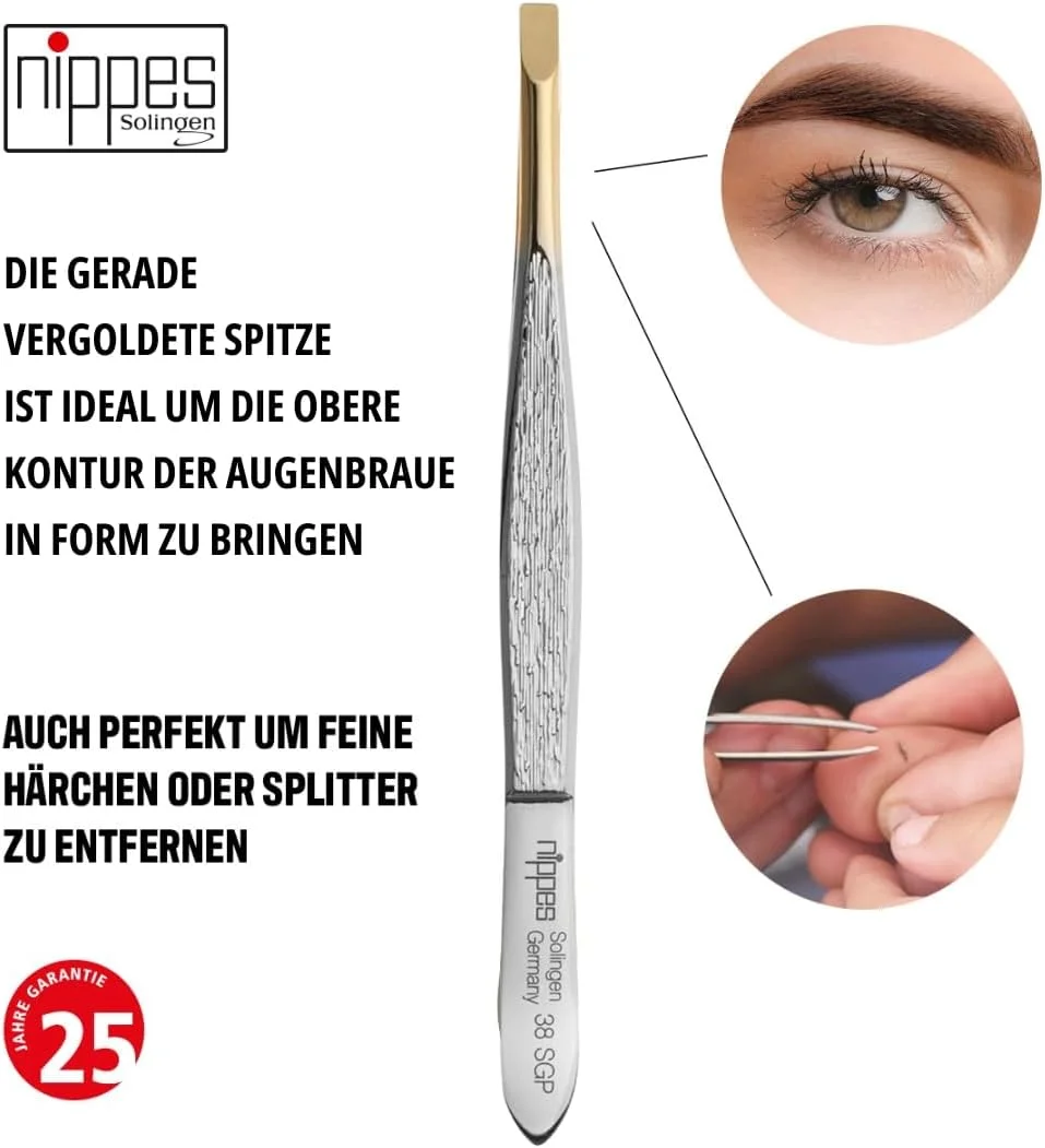 موچین نوک طلایی صاف نیپز زولینگن مدل 38SGP | برای حالت دادن به ابرو و از بین بردن موهای ظریف | استفاده آسان و کاربردی موچین نوک طلایی صاف نیپز زولینگن مدل 38SGP | برای حالت دادن به ابرو و از بین بردن موهای ظریف | استفاده آسان و کاربردی