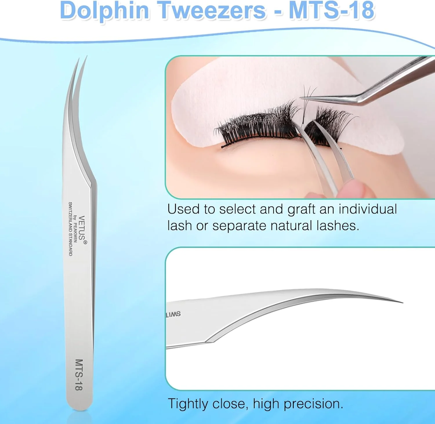 موچین اکستنشن مژه Obeyalash، مدل دلفینی، موچین مژه با انحنای 45 درجه برای جداسازی مژه، مناسب برای حجم دهی 2D-6D و مژه های مصنوعی تکی، استیل ضد زنگ VETUS، نقره ای موچین اکستنشن مژه Obeyalash، مدل دلفینی، موچین مژه با انحنای 45 درجه برای جداسازی مژه، مناسب برای حجم دهی 2D-6D و مژه های مصنوعی تکی، استیل ضد زنگ VETUS، نقره ای
