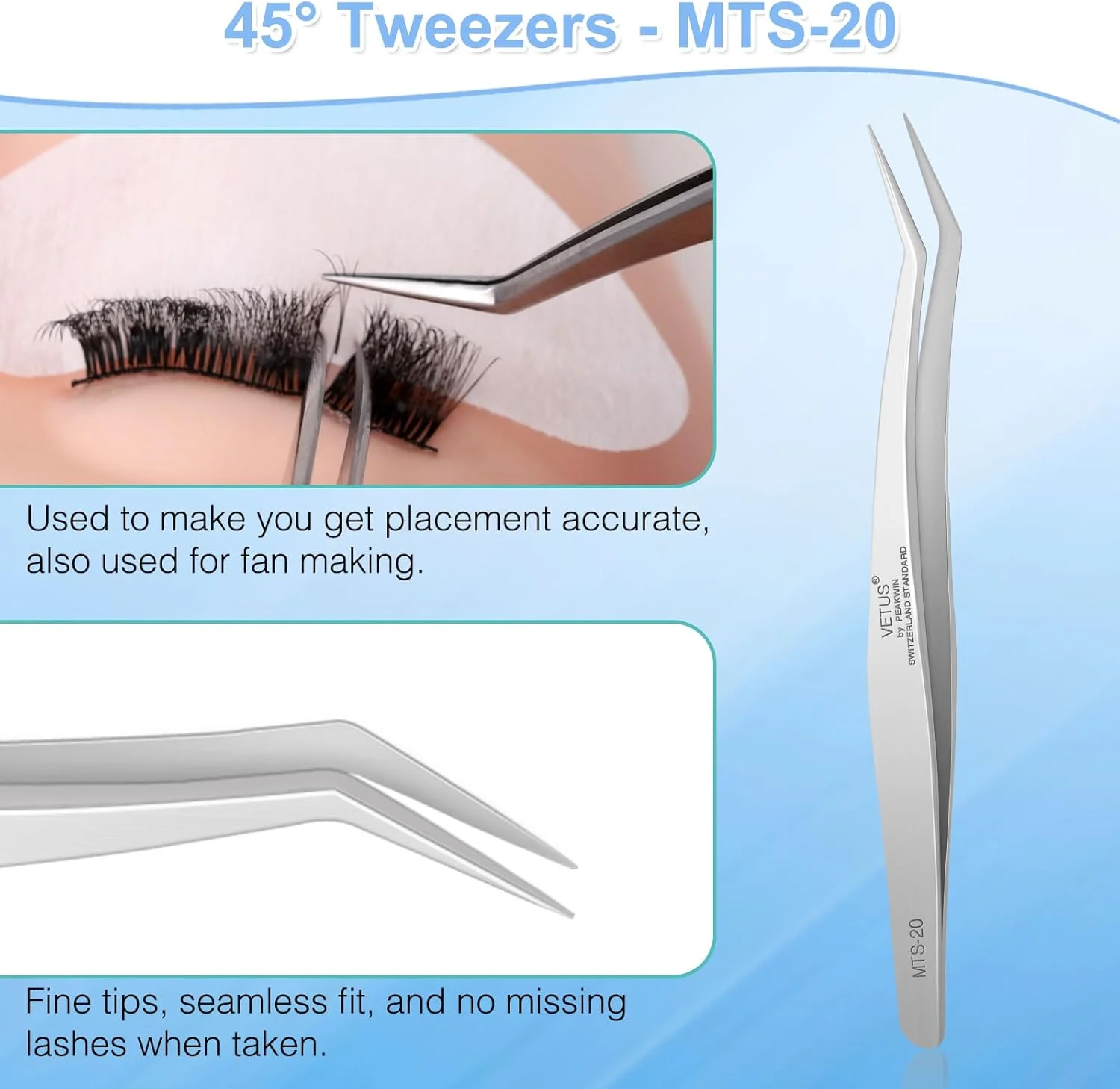 موچین اکستنشن مژه Obeyalash، مدل دلفینی، موچین مژه با انحنای 45 درجه برای جداسازی مژه، مناسب برای حجم دهی 2D-6D و مژه های مصنوعی تکی، استیل ضد زنگ VETUS، نقره ای موچین اکستنشن مژه Obeyalash، مدل دلفینی، موچین مژه با انحنای 45 درجه برای جداسازی مژه، مناسب برای حجم دهی 2D-6D و مژه های مصنوعی تکی، استیل ضد زنگ VETUS، نقره ای