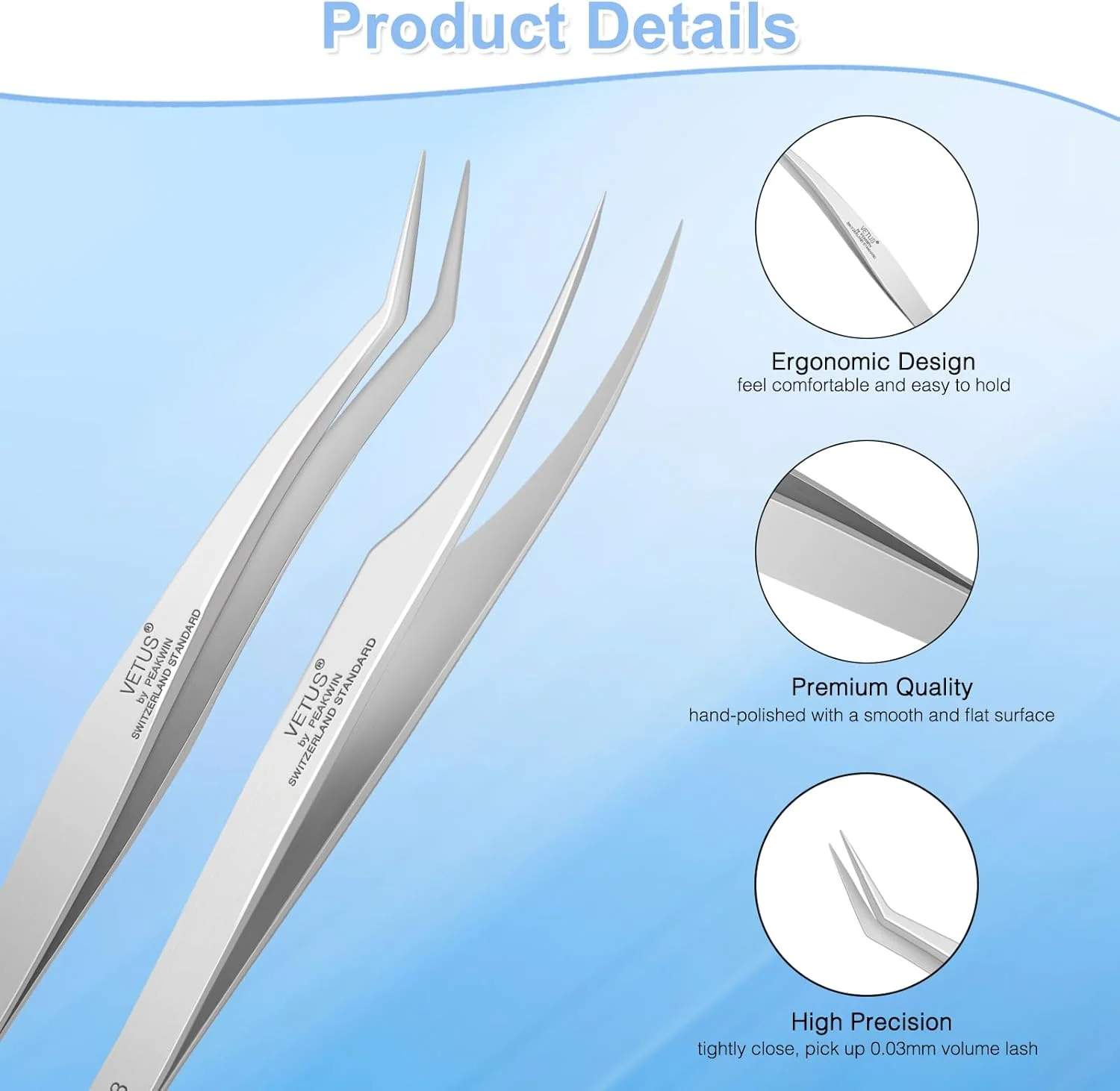 موچین اکستنشن مژه Obeyalash، مدل دلفینی، موچین مژه با انحنای 45 درجه برای جداسازی مژه، مناسب برای حجم دهی 2D-6D و مژه های مصنوعی تکی، استیل ضد زنگ VETUS، نقره ای موچین اکستنشن مژه Obeyalash، مدل دلفینی، موچین مژه با انحنای 45 درجه برای جداسازی مژه، مناسب برای حجم دهی 2D-6D و مژه های مصنوعی تکی، استیل ضد زنگ VETUS، نقره ای