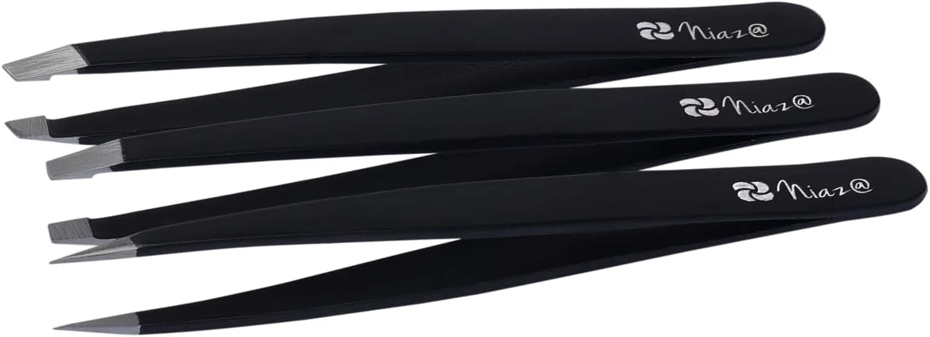 موچین ابرو Niaz@، موچین های دقیق و حرفه ای از جنس استیل ضد زنگ به همراه کیف نگهداری برای برداشتن ابرو، از بین بردن موهای زیر پوستی، خار، جوش سر سیاه و موهای صورت (3 عدد) موچین ابرو Niaz@، موچین های دقیق و حرفه ای از جنس استیل ضد زنگ به همراه کیف نگهداری برای برداشتن ابرو، از بین بردن موهای زیر پوستی، خار، جوش سر سیاه و موهای صورت (3 عدد)