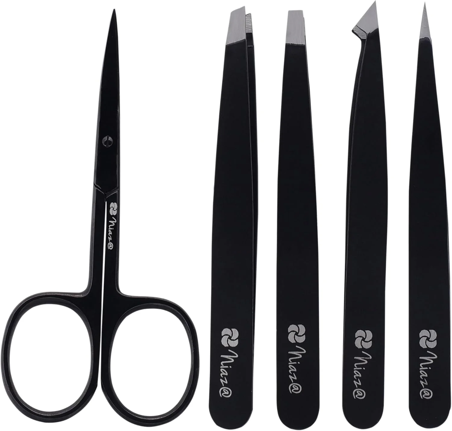 انبر موچین حرفه ای نیاز@ از جنس استیل ضد زنگ به همراه قیچی ابرو خمیده، بهترین موچین دقیق برای ابرو، از بین بردن موهای زیر پوستی و خرده ها - مجموعه 5 عددی به همراه کیف چرمی مسافرتی انبر موچین حرفه ای نیاز@ از جنس استیل ضد زنگ به همراه قیچی ابرو خمیده، بهترین موچین دقیق برای ابرو، از بین بردن موهای زیر پوستی و خرده ها - مجموعه 5 عددی به همراه کیف چرمی مسافرتی