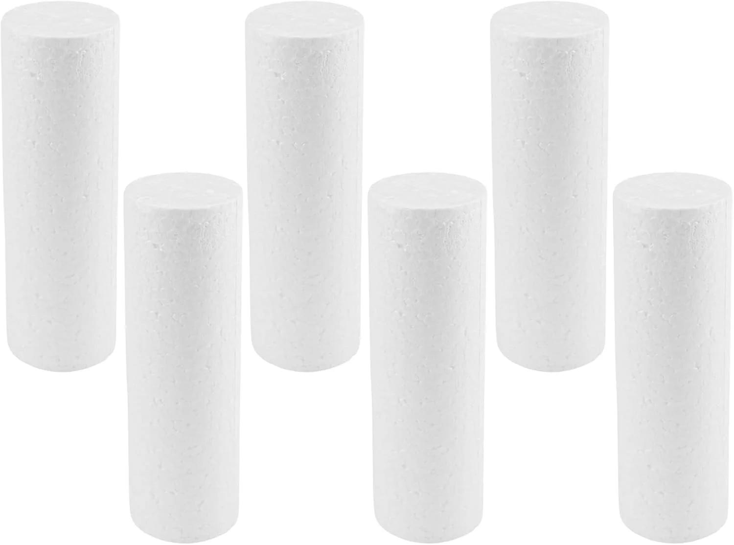 6 عدد استوانه فومی، استوانه پلی استایرن برای نقاشی، چوب فومی مدل سازی برای صنایع دستی DIY تزیینات کریسمس