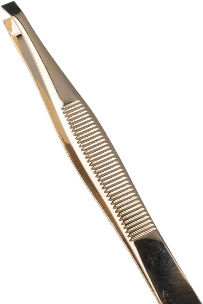 موچین نوک کج فوللو برای ابرو، لب بالا و موهای ریز (طلایی)، موچین دقیق برای استفاده خانگی و حرفه ای، موچین موهای زائد برای خانم ها و آقایان