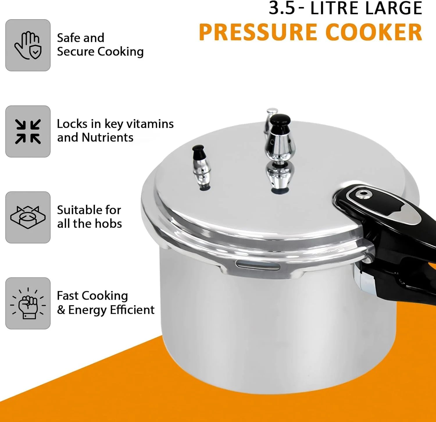 زودپز 3.5 لیتری کریستالز مناسب آشپزخانه و تهیه غذا، استیل ضد زنگ - نقره ای