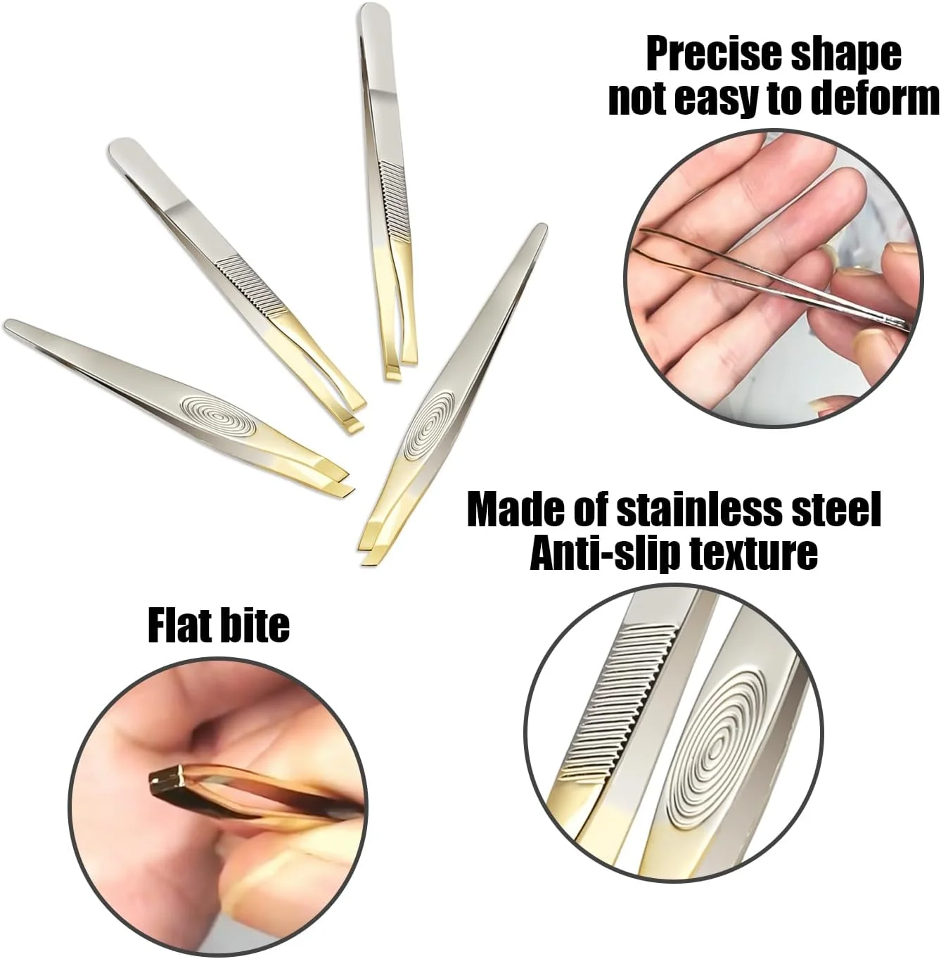 ست موچین طلایی 2 عددی، ست موچین حرفه ای، موچین نوک تیز، موچین ابرو، موچین استیل ضد زنگ، موچین حذف کننده جوش سر سیاه، موچین چند منظوره