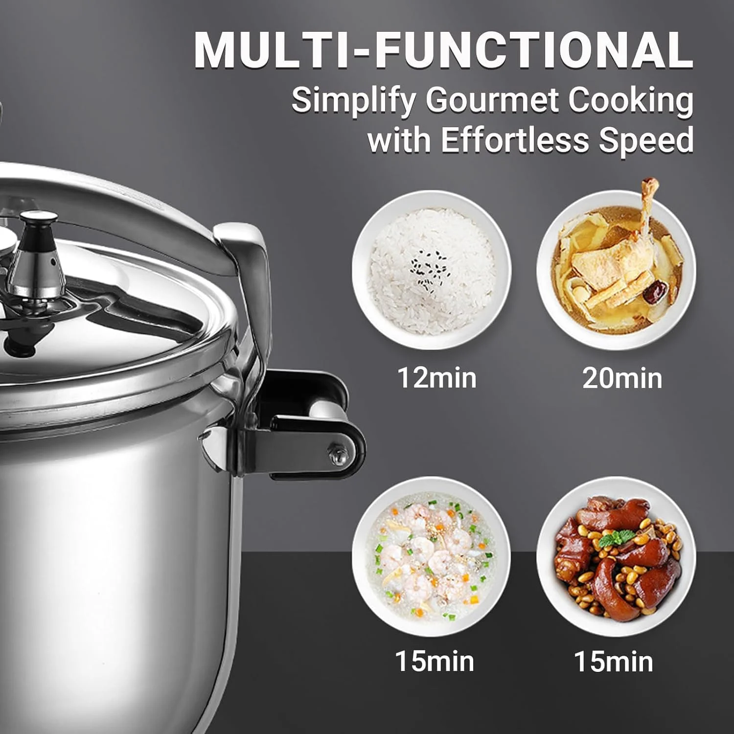 Commercial Explosion-Proof Pressure Cooker, Heavy-Duty Aluminum Explosion-Proof Cooking Pot Composite Multi-Layer Bottom Suitable for Gas Stoves,30cm Commercial Explosion-Proof Pressure Cooker, Heavy-Duty Aluminum Explosion-Proof Cooking Pot Composite Multi-Layer Bottom Suitable for Gas Stoves,30cm
