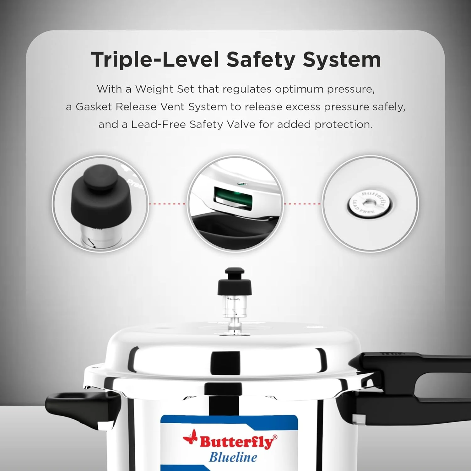 زودپز استیل پروانه مدل بلو لاین، استیل، 7.5 لیتری، متوسط، BL-7.5L