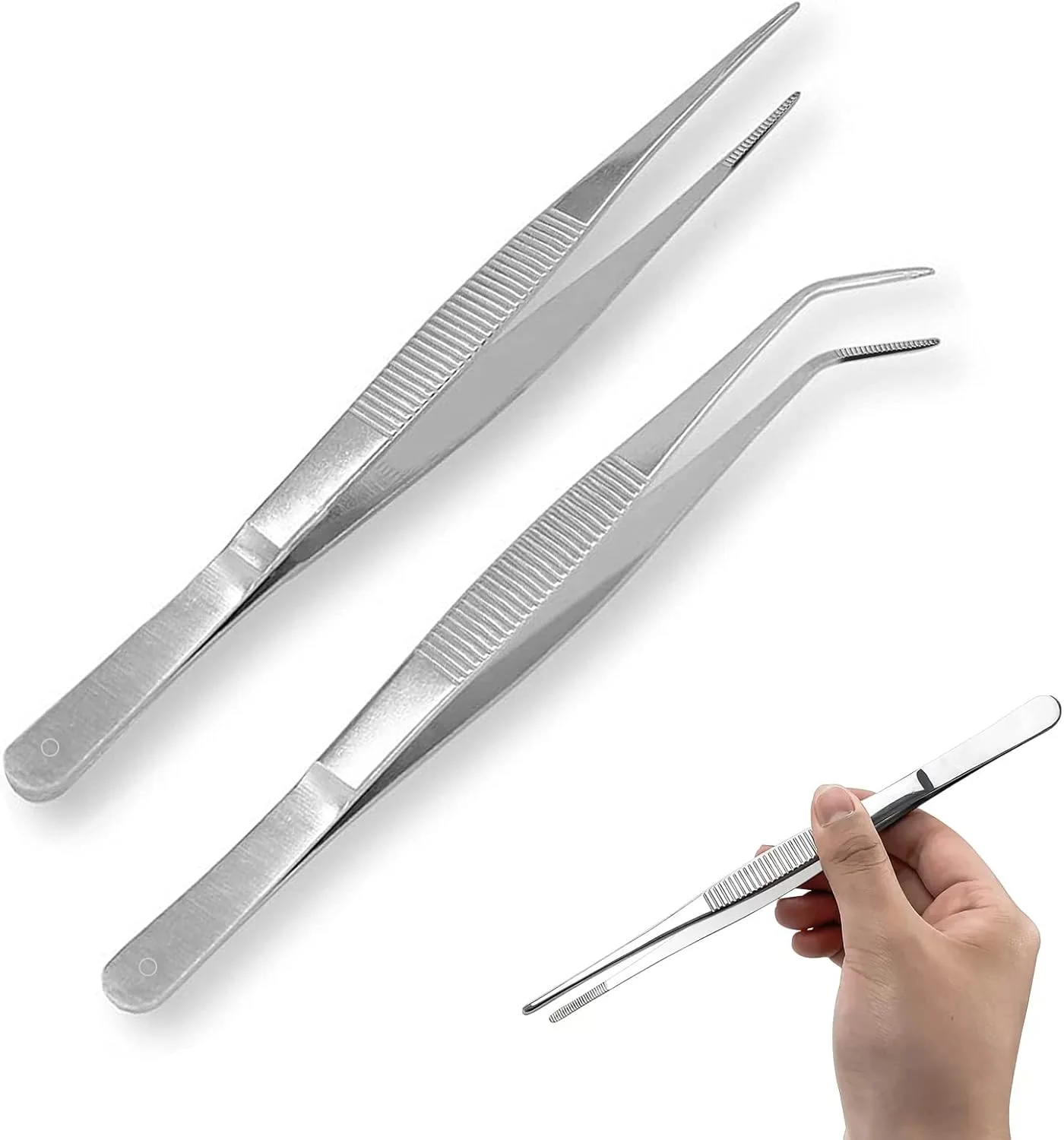 موچین های حرفه ای Rairsky، 2 موچین استیل ضد زنگ 25 سانتی متری بلند، موچین های صاف/خمیده با انتهای دندانه دار دقیق برای کارهای صنعتی و آزمایشگاهی موچین های حرفه ای Rairsky، 2 موچین استیل ضد زنگ 25 سانتی متری بلند، موچین های صاف/خمیده با انتهای دندانه دار دقیق برای کارهای صنعتی و آزمایشگاهی