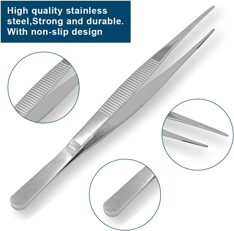 موچین های حرفه ای Rairsky، 2 موچین استیل ضد زنگ 25 سانتی متری بلند، موچین های صاف/خمیده با انتهای دندانه دار دقیق برای کارهای صنعتی و آزمایشگاهی موچین های حرفه ای Rairsky، 2 موچین استیل ضد زنگ 25 سانتی متری بلند، موچین های صاف/خمیده با انتهای دندانه دار دقیق برای کارهای صنعتی و آزمایشگاهی