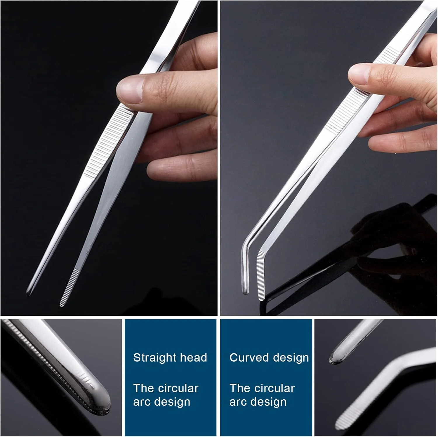 موچین های حرفه ای Rairsky، 2 موچین استیل ضد زنگ 25 سانتی متری بلند، موچین های صاف/خمیده با انتهای دندانه دار دقیق برای کارهای صنعتی و آزمایشگاهی موچین های حرفه ای Rairsky، 2 موچین استیل ضد زنگ 25 سانتی متری بلند، موچین های صاف/خمیده با انتهای دندانه دار دقیق برای کارهای صنعتی و آزمایشگاهی