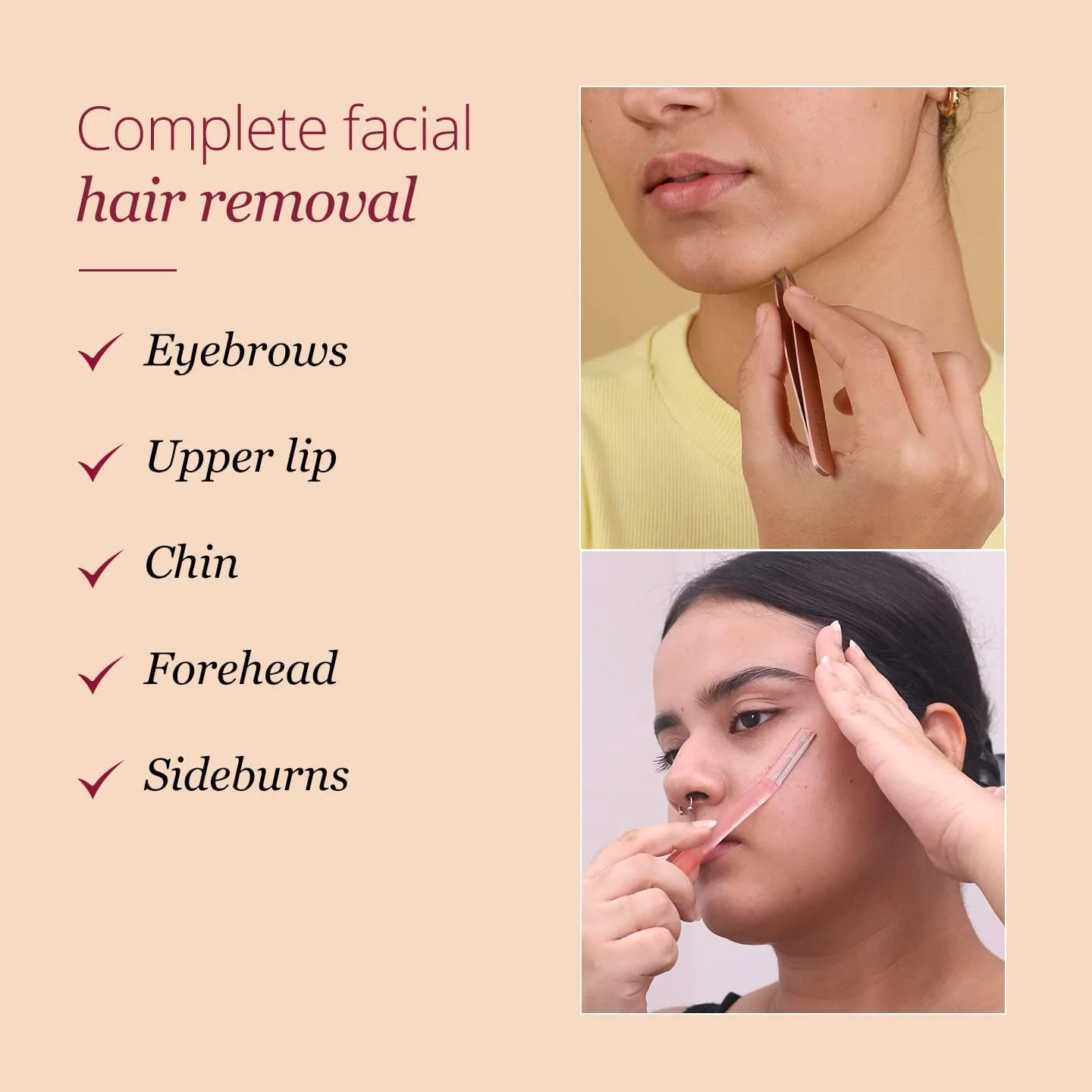 مجموعه تیغ صورت کارمزی (بسته 3 عددی) و موچین (بسته 1 عددی) | ابروها، لب بالا، چانه، موهای کرکی | بدون بریدگی یا تحریک | مناسب مسافرت | تیغه های استیل ضد زنگ مجموعه تیغ صورت کارمزی (بسته 3 عددی) و موچین (بسته 1 عددی) | ابروها، لب بالا، چانه، موهای کرکی | بدون بریدگی یا تحریک | مناسب مسافرت | تیغه های استیل ضد زنگ