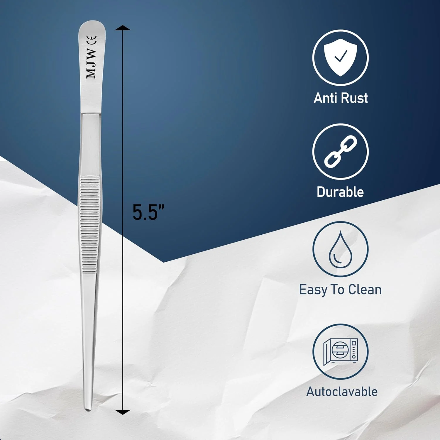 انبر آشپزی MJW – انبر آشپزخانه 14 سانتی متری استیل ضد زنگ مستقیم و صاف برای سرآشپزها، انبر غذا با نوک دندانه دار برای تزئین بشقاب ها، پخت و پز و گریل