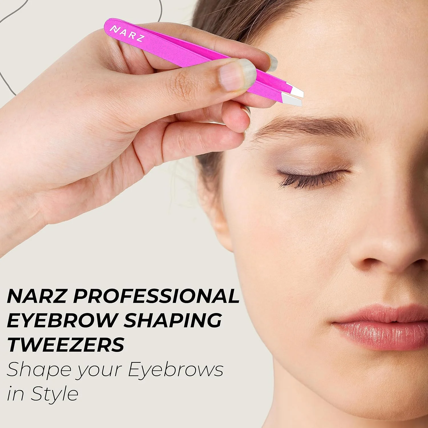 موچین حرفه ای اریب نارز 1 عددی برای موهای صورت زنان و مردان، موچین دقیق استیل ضد زنگ برای موهای زیر پوستی (1 عدد صورتی)