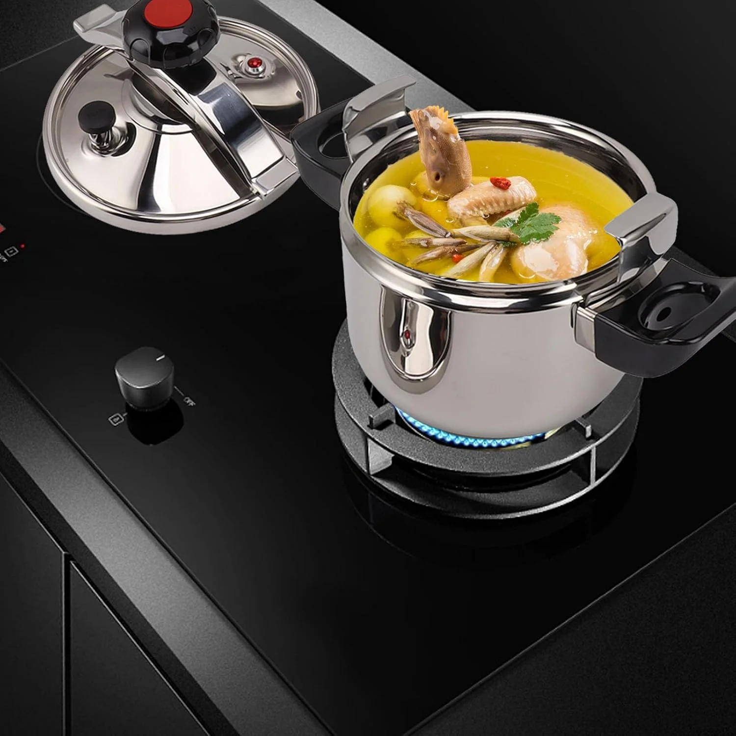 زودپز استیل BusoTh، قابلمه و تابه های پخت و پز کارآمد و سریع، دیگ زودپز دو جداره ضد انفجار مناسب برای اجاق گازهای القایی و شعله باز (22 لیتر) زودپز استیل BusoTh، قابلمه و تابه های پخت و پز کارآمد و سریع، دیگ زودپز دو جداره ضد انفجار مناسب برای اجاق گازهای القایی و شعله باز (22 لیتر)