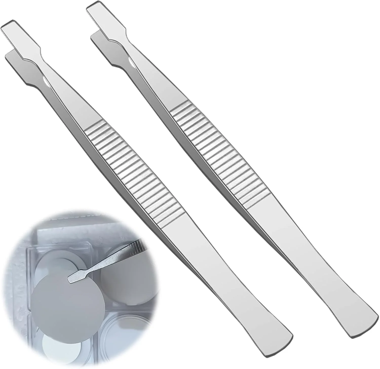 ست 2 عددی موچین تمبر، موچین استیل ضد زنگ برای تمبر، لوازم جمع آوری تمبر، موچین قابل حمل برای فیلاتلی، موچین صنایع دستی، نوک صاف برای دقت، ست موچین پزشکی