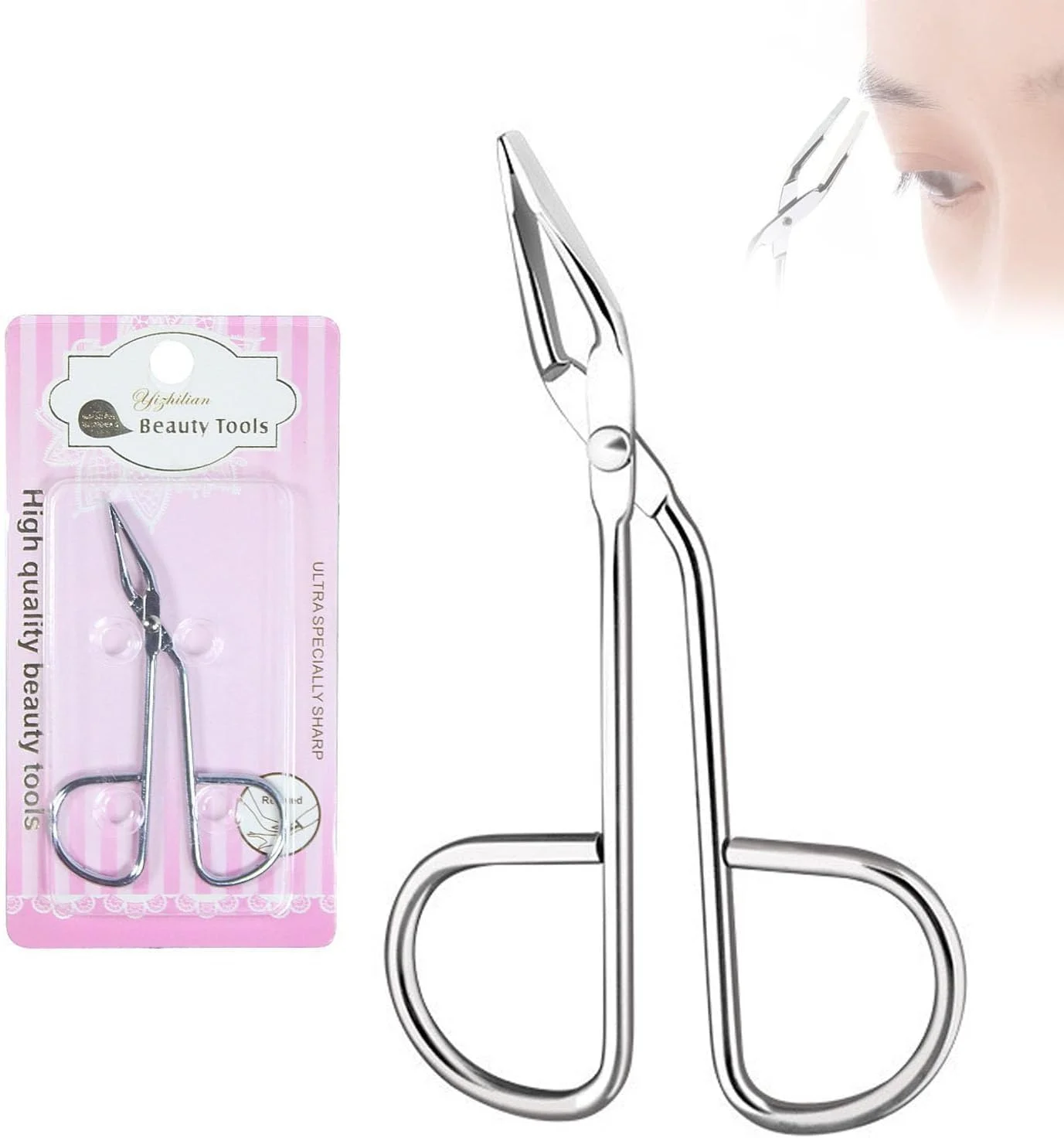 موچین قیچی حرفه ای، موچین استیل ضد زنگ طرح قیچی، موچین قیچی نوک صاف مورب برای زنان و مردان (نقره ای) موچین قیچی حرفه ای، موچین استیل ضد زنگ طرح قیچی، موچین قیچی نوک صاف مورب برای زنان و مردان (نقره ای)