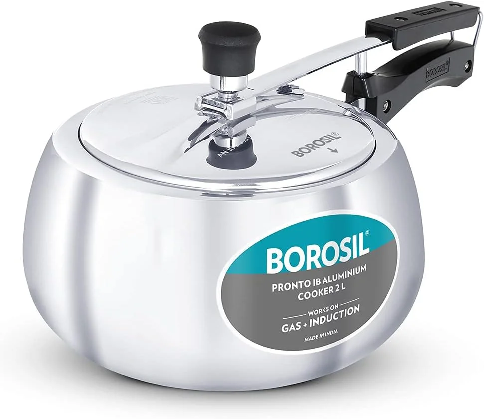 زودپز آلومینیومی Borosil Pronto با پایه القایی و درب داخلی، ضخامت پایه 3.6 میلی متر، 2 لیتر، نقره ای زودپز آلومینیومی Borosil Pronto با پایه القایی و درب داخلی، ضخامت پایه 3.6 میلی متر، 2 لیتر، نقره ای