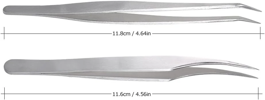 Pepisky 2Pc Stainless Steel Eyelash Extension Tweezers Straight Curved Tip Eyelash Tweezers for Eyelash Extension Applications With Storage Box Pepisky 2Pc Stainless Steel Eyelash Extension Tweezers Straight Curved Tip Eyelash Tweezers for Eyelash Extension Applications With Storage Box