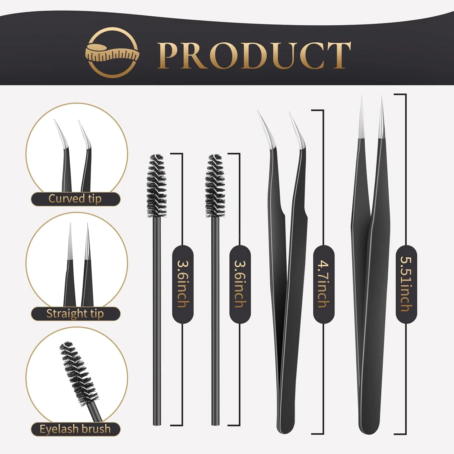 ست موچین اکستنشن مژه استیل ضد زنگ KLDKUST (نوک صاف و خمیده) و برس مژه (4 عدد، مشکی) برای استفاده در اکستنشن مژه ست موچین اکستنشن مژه استیل ضد زنگ KLDKUST (نوک صاف و خمیده) و برس مژه (4 عدد، مشکی) برای استفاده در اکستنشن مژه