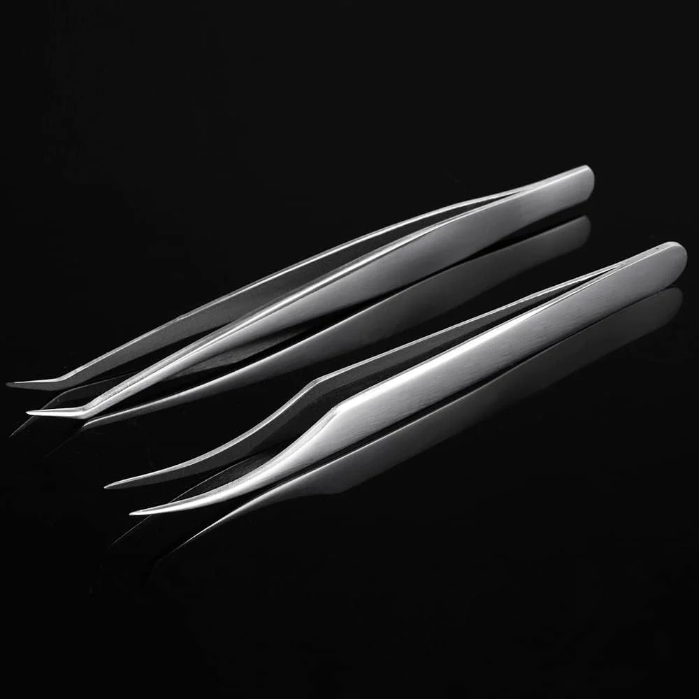 Pepisky 2Pc Stainless Steel Eyelash Extension Tweezers Straight Curved Tip Eyelash Tweezers for Eyelash Extension Applications With Storage Box Pepisky 2Pc Stainless Steel Eyelash Extension Tweezers Straight Curved Tip Eyelash Tweezers for Eyelash Extension Applications With Storage Box