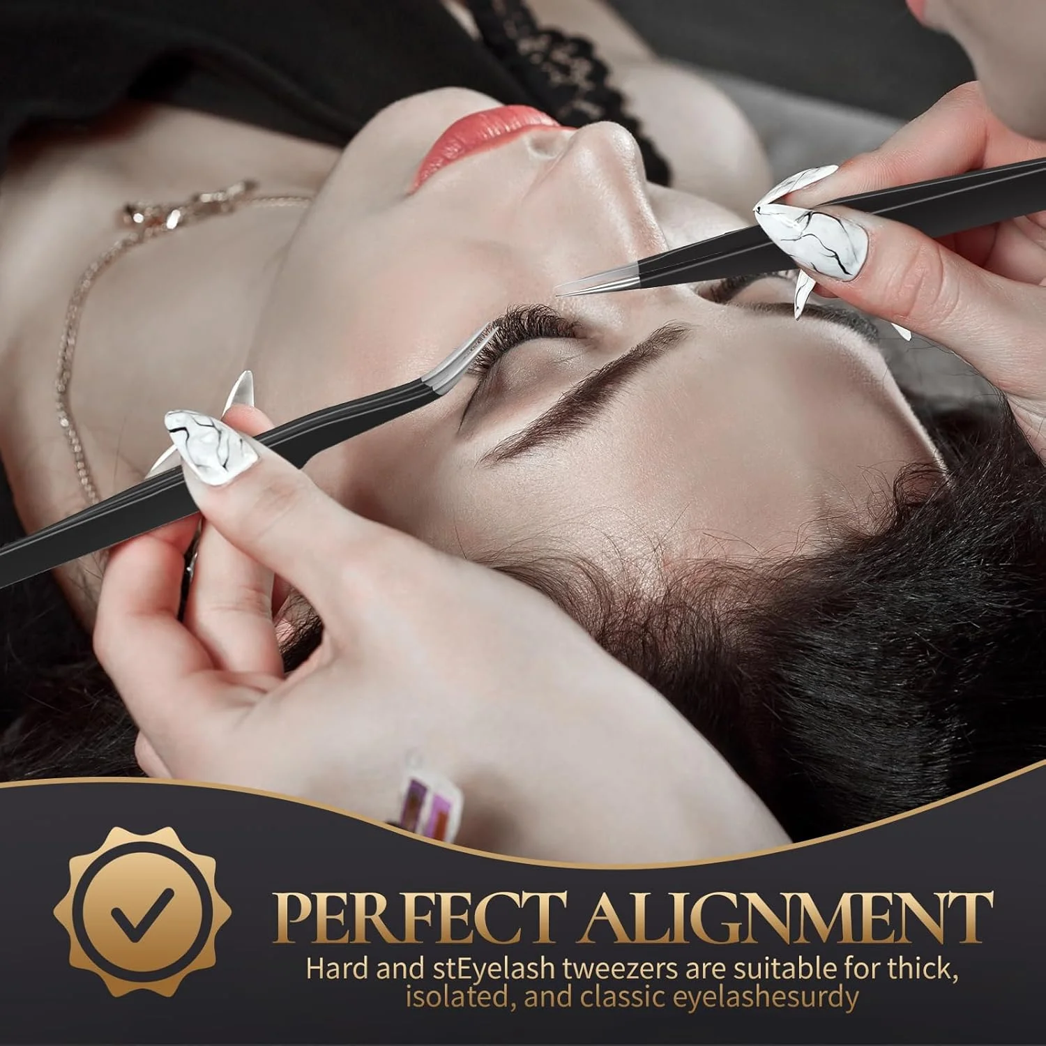 ست موچین اکستنشن مژه استیل ضد زنگ KLDKUST (نوک صاف و خمیده) و برس مژه (4 عدد، مشکی) برای استفاده در اکستنشن مژه ست موچین اکستنشن مژه استیل ضد زنگ KLDKUST (نوک صاف و خمیده) و برس مژه (4 عدد، مشکی) برای استفاده در اکستنشن مژه