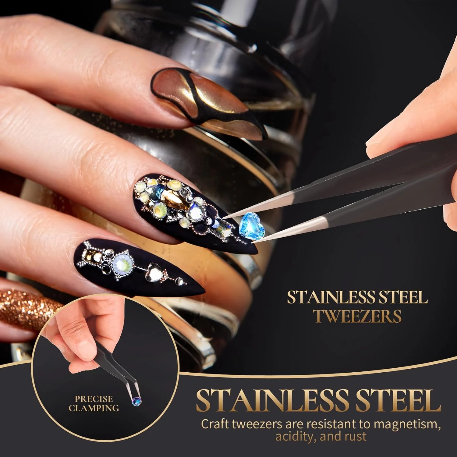 ست موچین اکستنشن مژه استیل ضد زنگ KLDKUST (نوک صاف و خمیده) و برس مژه (4 عدد، مشکی) برای استفاده در اکستنشن مژه ست موچین اکستنشن مژه استیل ضد زنگ KLDKUST (نوک صاف و خمیده) و برس مژه (4 عدد، مشکی) برای استفاده در اکستنشن مژه