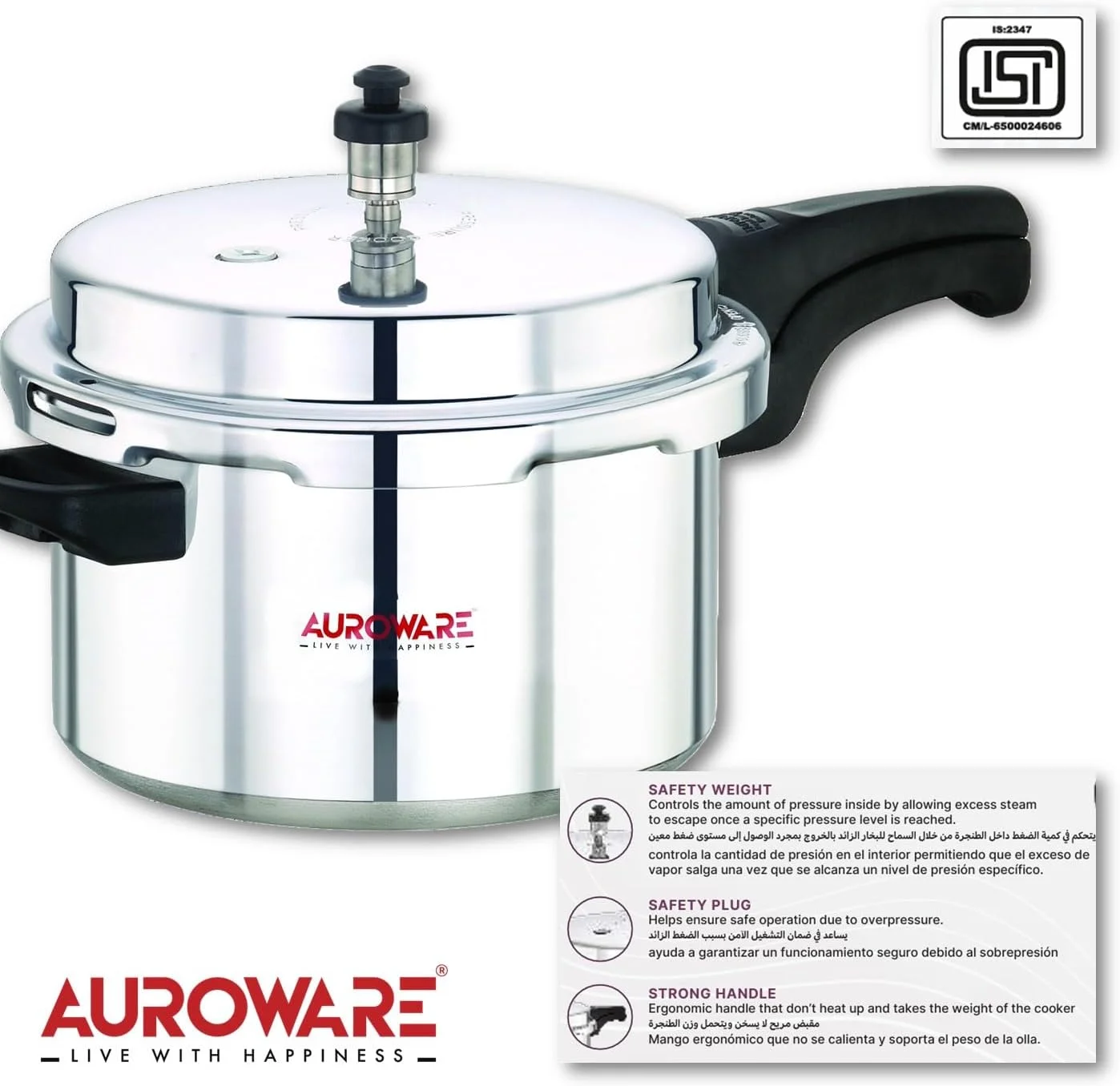 زودپز آلومینیومی Auroware با ظرفیت 5 + 3 لیتر، دسته قوی و مقاوم، مناسب برای پخت مرغ، برنج، گوشت گاو و غیره زودپز آلومینیومی Auroware با ظرفیت 5 + 3 لیتر، دسته قوی و مقاوم، مناسب برای پخت مرغ، برنج، گوشت گاو و غیره