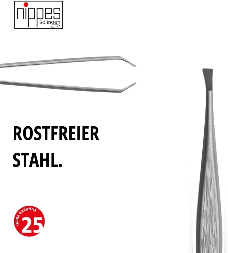 موچین نیپِس زولینگن مدل 9SR (طرح نوک ممکن است متفاوت باشد) استیل ضد زنگ طول 9 سانتی متر، موچین نوک برای برداشتن دقیق مو، نقره ای، 1 عدد (بسته 1 عددی)