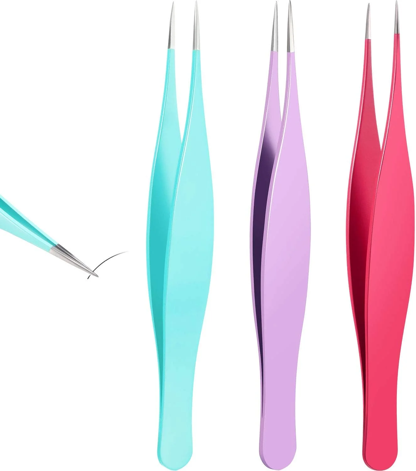 موچین استیل ضد زنگ مادِر 3 عددی برای موهای زیر پوستی، موچین نوک تیز حذف جوش سرسیاه برای ابرو و درخشش (قرمز رز، بنفش، آبی) موچین استیل ضد زنگ مادِر 3 عددی برای موهای زیر پوستی، موچین نوک تیز حذف جوش سرسیاه برای ابرو و درخشش (قرمز رز، بنفش، آبی)