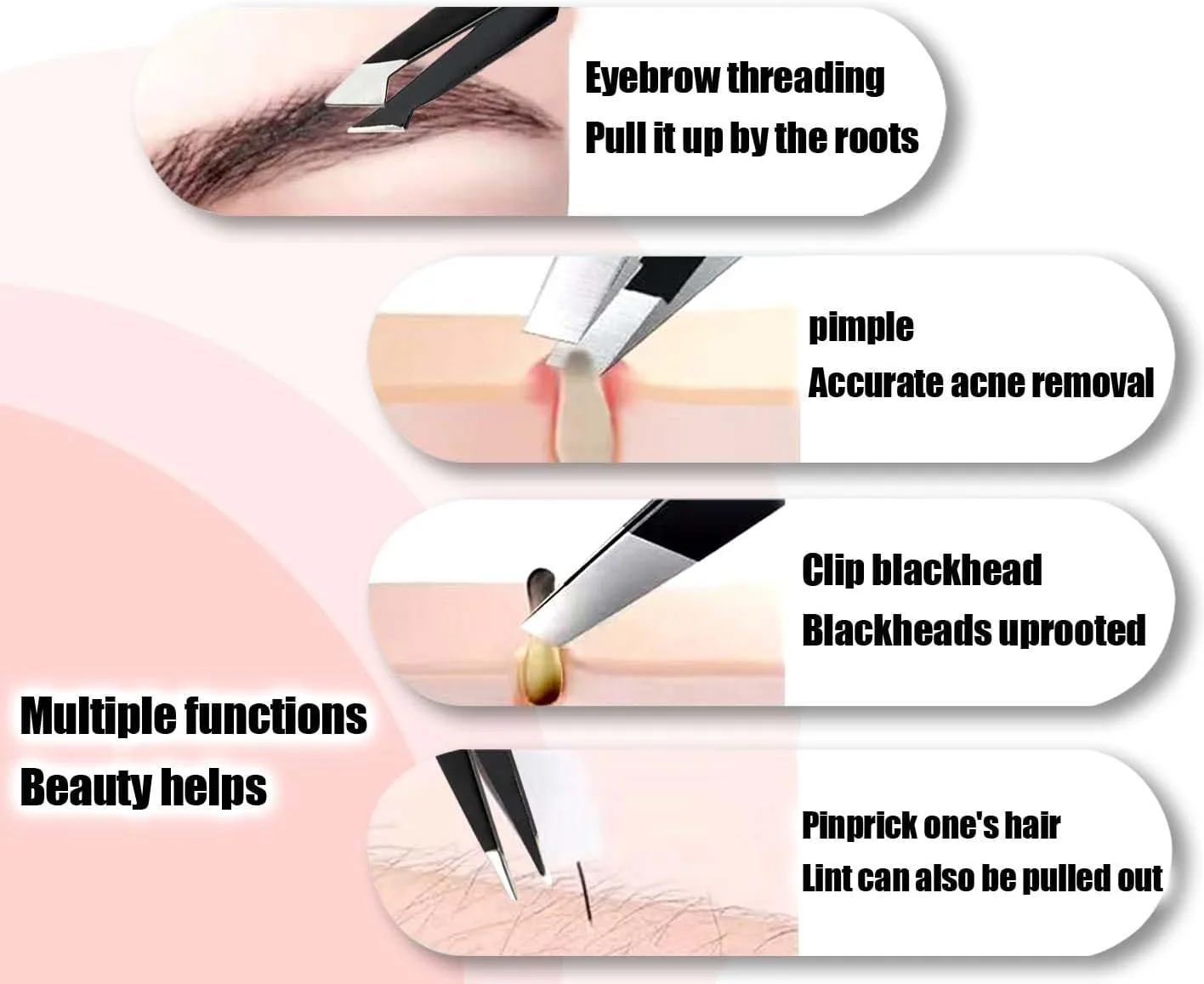 مجموعه موچین Muzioiernsu برای زنان، موچین برای از بین بردن موهای صورت، مجموعه موچین حرفه ای، موچین ابرو، [9+1 تکه] ابرو حرفه ای استیل ضد زنگ برای زنان و مردان، مجموعه زیبایی مشکی