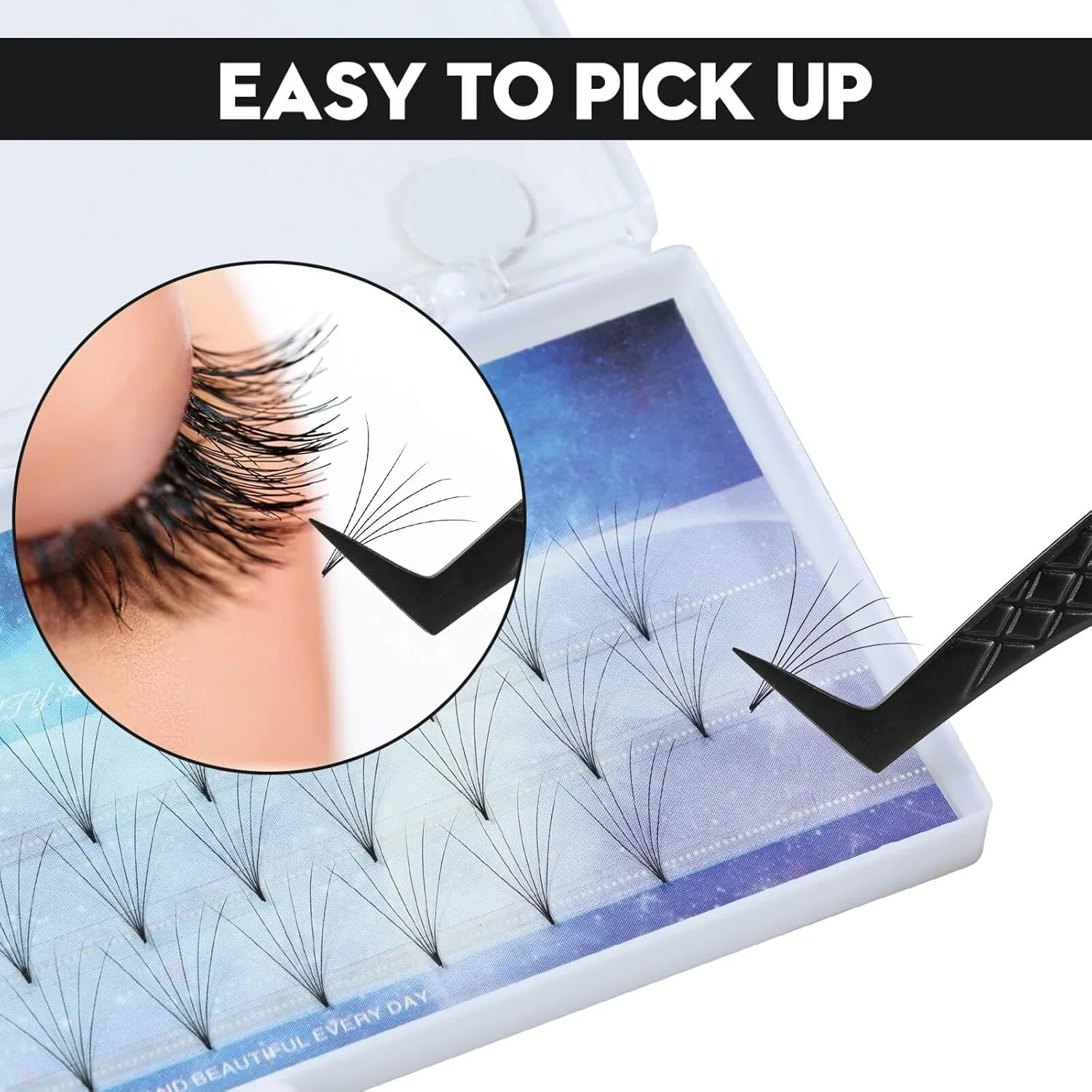 موچین مژه نوک فیبری Ms.Queen، موچین اکستنشن مژه L شکل با نوک الماسی دقیق، مشکی