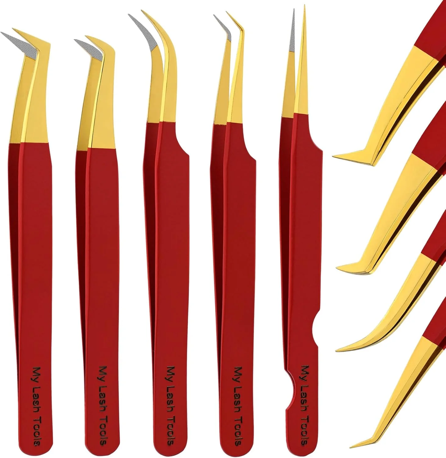 موچین مژه فیبر نوک My Lash Tools برای اکستنشن مژه، موچین حرفه ای مژه، 5 عدد موچین مژه استیل ضد زنگ برای متخصصان مژه و استفاده شخصی (قرمز مات) موچین مژه فیبر نوک My Lash Tools برای اکستنشن مژه، موچین حرفه ای مژه، 5 عدد موچین مژه استیل ضد زنگ برای متخصصان مژه و استفاده شخصی (قرمز مات)