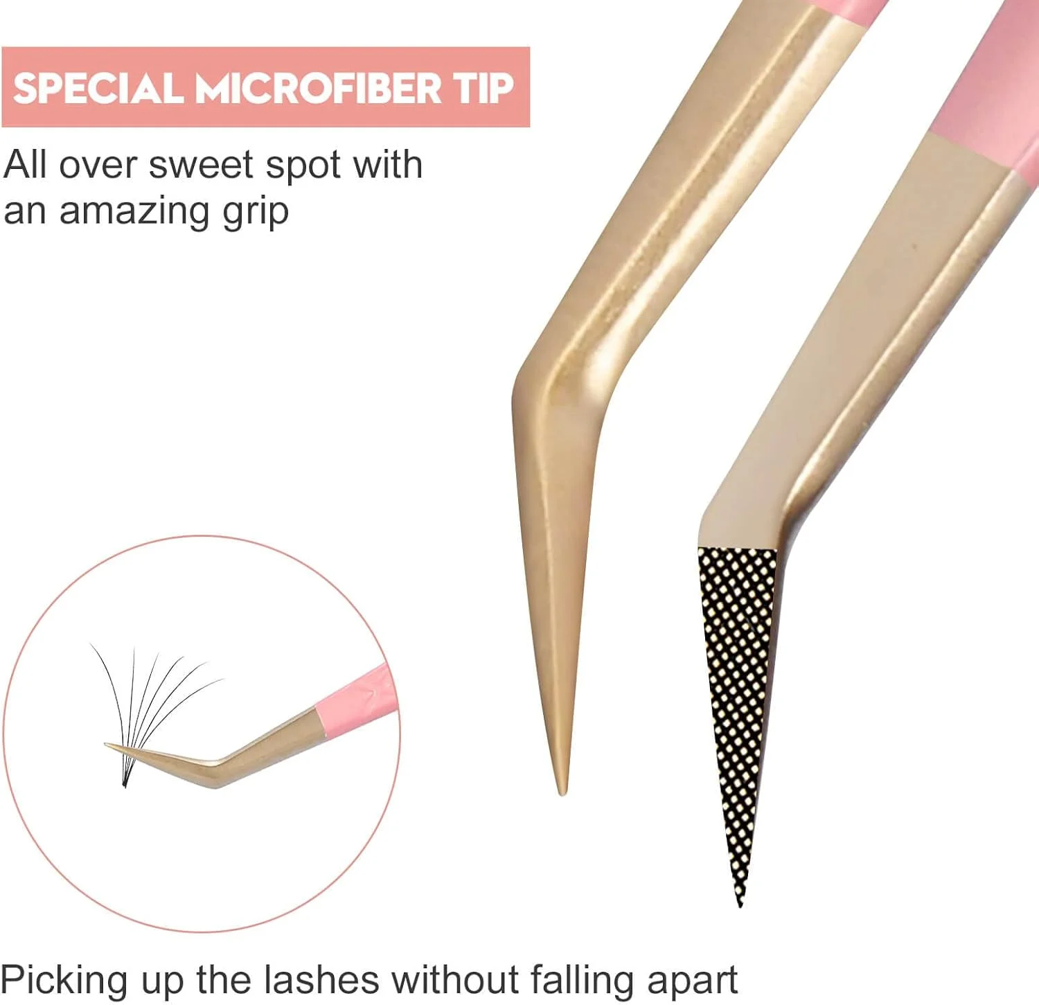 موچین 45 درجه Ms.Queen برای اکستنشن مژه، موچین مژه نوک فیبری دقیق برای اکستنشن مژه والیوم