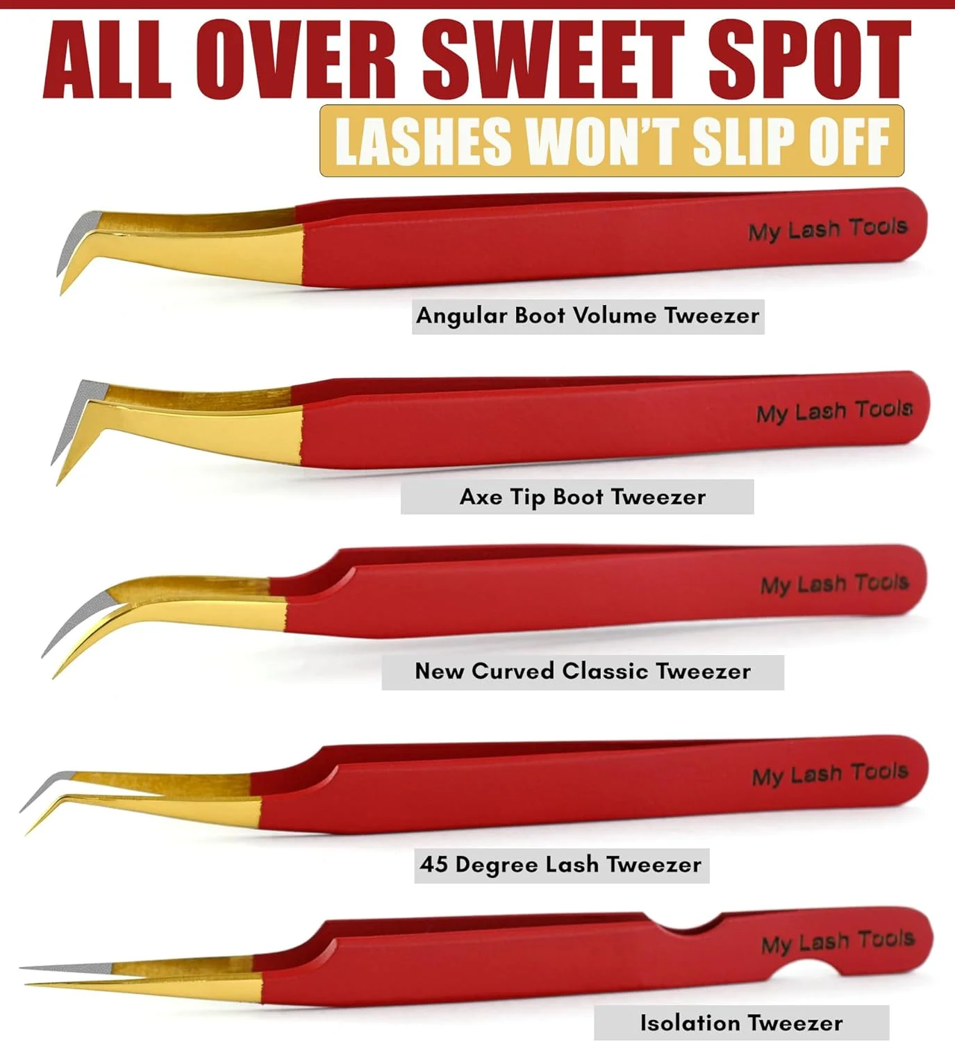 موچین مژه فیبر نوک My Lash Tools برای اکستنشن مژه، موچین حرفه ای مژه، 5 عدد موچین مژه استیل ضد زنگ برای متخصصان مژه و استفاده شخصی (قرمز مات) موچین مژه فیبر نوک My Lash Tools برای اکستنشن مژه، موچین حرفه ای مژه، 5 عدد موچین مژه استیل ضد زنگ برای متخصصان مژه و استفاده شخصی (قرمز مات)
