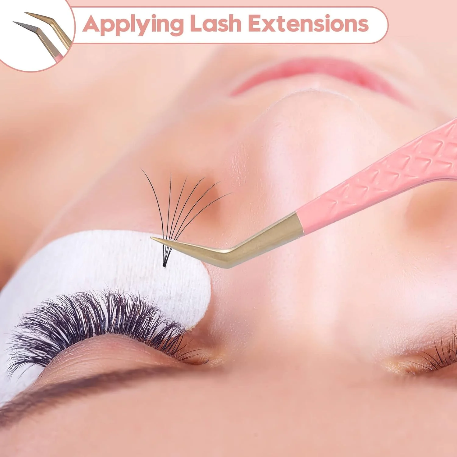 موچین 45 درجه Ms.Queen برای اکستنشن مژه، موچین مژه نوک فیبری دقیق برای اکستنشن مژه والیوم