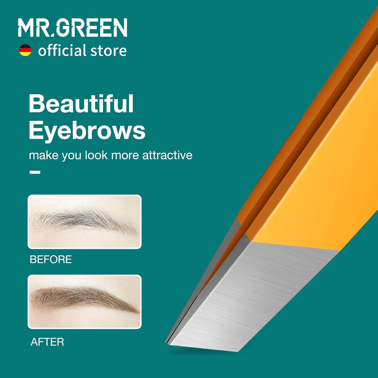 موچین ابرو MR.GREEN، ابزار آرایشی رنگارنگ برای برداشتن موهای ظریف، گیره ابرو اریب استیل ضد زنگ (نارنجی) موچین ابرو MR.GREEN، ابزار آرایشی رنگارنگ برای برداشتن موهای ظریف، گیره ابرو اریب استیل ضد زنگ (نارنجی)