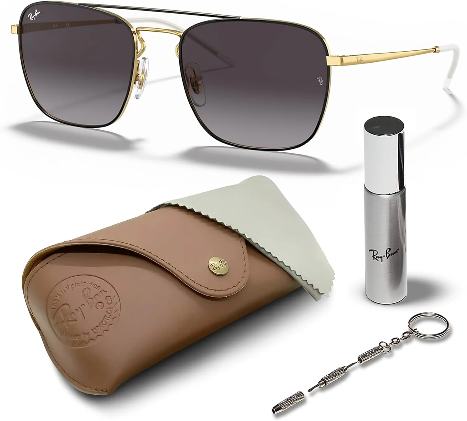 عینک آفتابی مربعی شکل ری بن مدل RB3588 به همراه کیت رسمی عینک