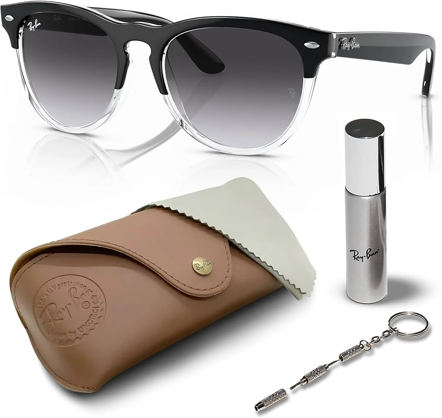 عینک آفتابی مربعی شکل ری بن مدل RB4487 STEVE به همراه کیت عینک - مناسب بینی های بلند - عینک آفتابی مربعی برای استفاده روزمره