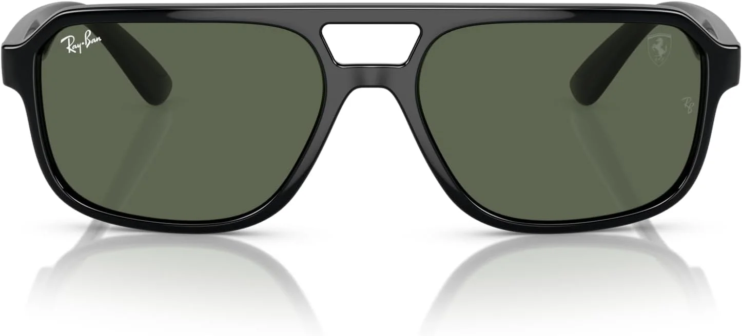 عینک آفتابی унисекс ری-بن، فریم مشکی، لنزهای سبز تیره، 58 میلی‌متر