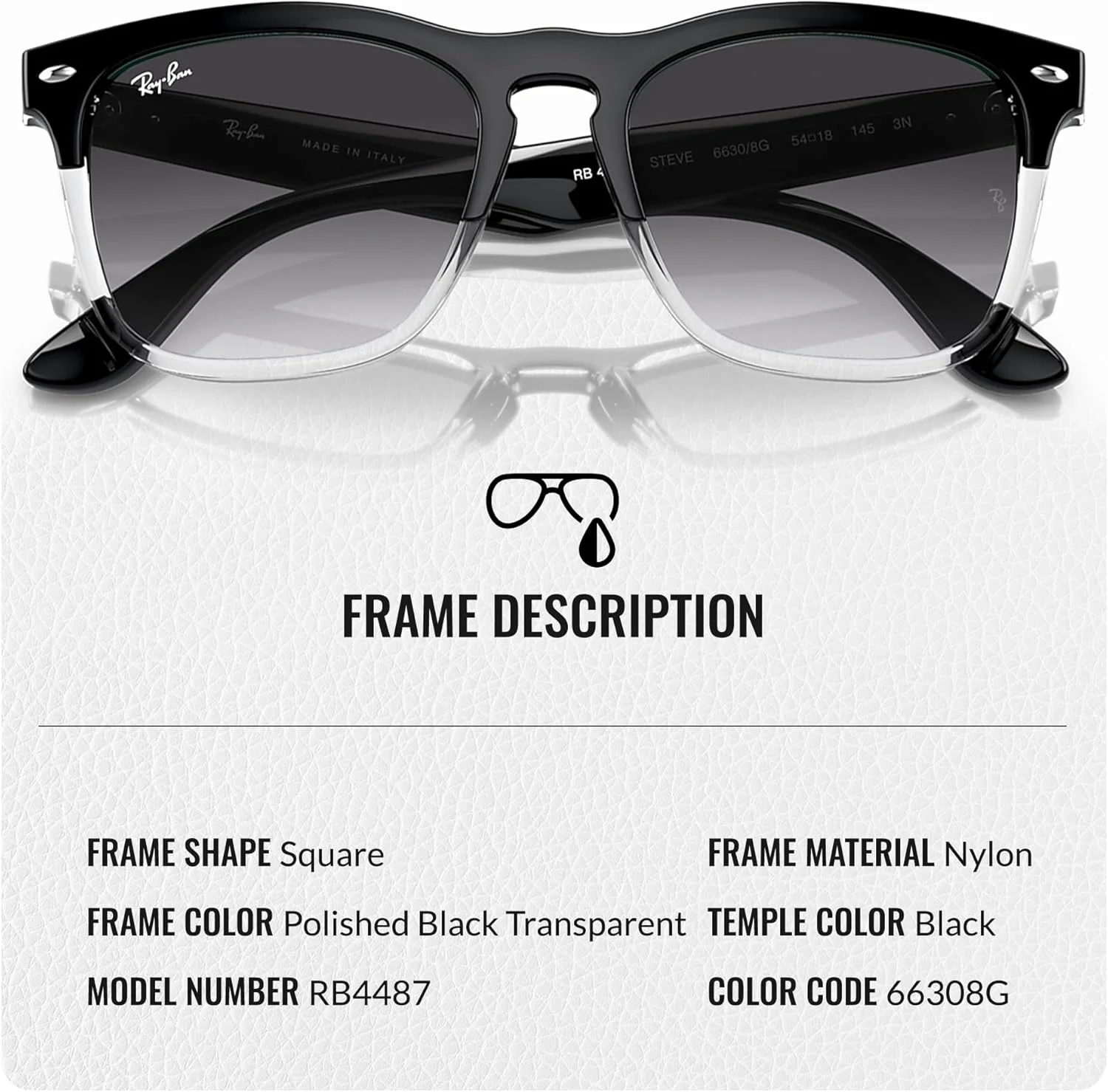 عینک آفتابی مربعی شکل ری بن مدل RB4487 STEVE به همراه کیت عینک - مناسب بینی های بلند - عینک آفتابی مربعی برای استفاده روزمره