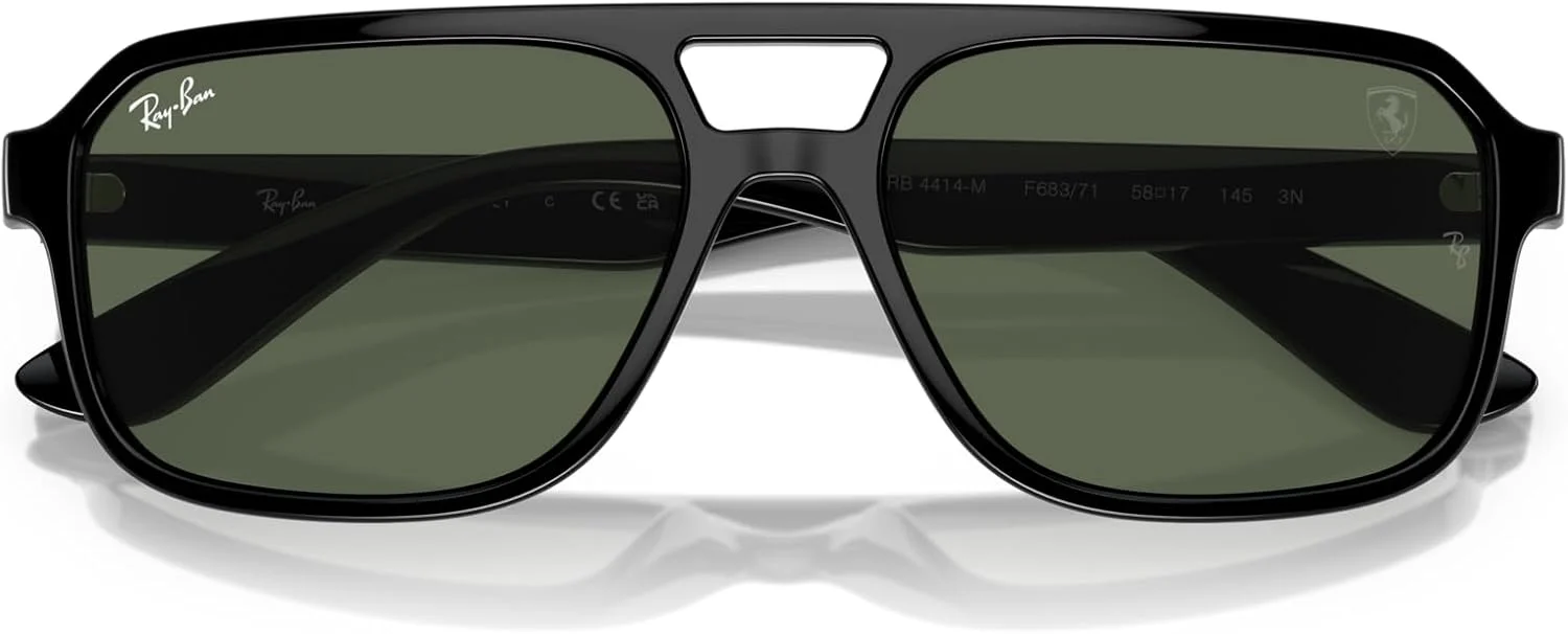 عینک آفتابی унисекс ری-بن، فریم مشکی، لنزهای سبز تیره، 58 میلیمتر عینک آفتابی унисекс ری-بن، فریم مشکی، لنزهای سبز تیره، 58 میلیمتر