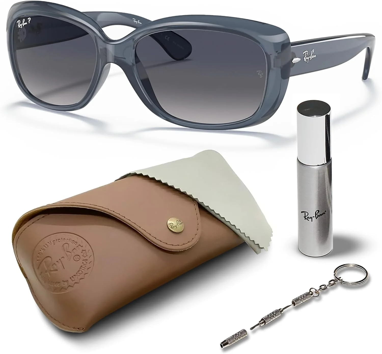 عینک آفتابی Ray-Ban RB4101 JACKIE OHH با فریم پروانه ای شفاف به همراه کیت رسمی عینک