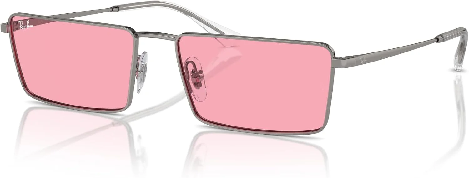 عینک آفتابی مربعی ری-بن 0RB3741 Emy، مناسب برای آقایان و بانوان، نوک مدادی/صورتی