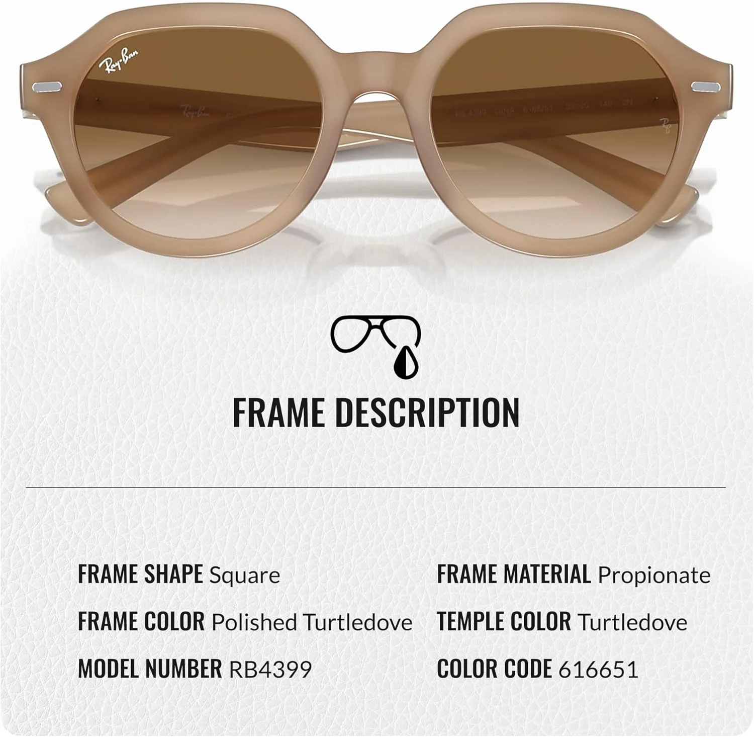 عینک آفتابی ری بن مدل RB4399 GINA SQUARE به همراه کیت رسمی عینک