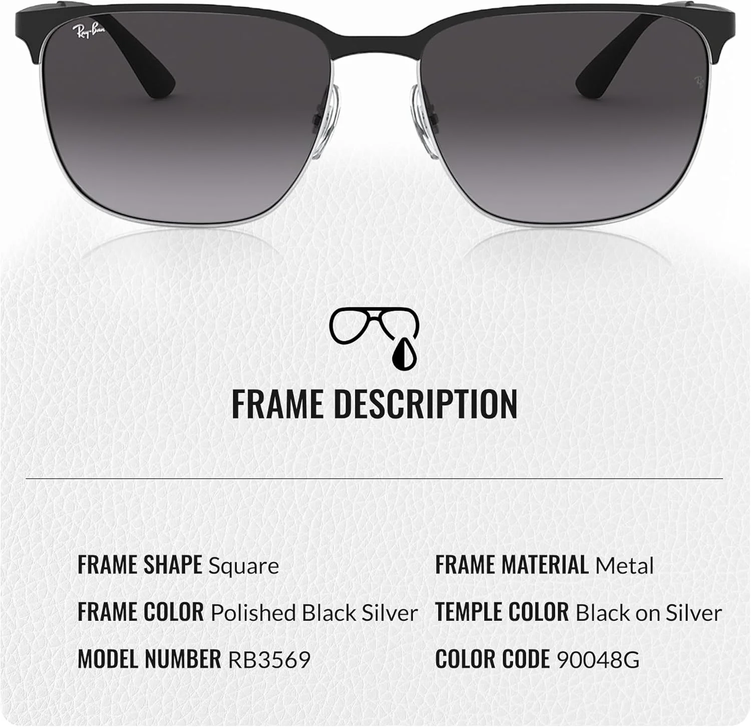 عینک آفتابی ری بن مدل RB3569 با فریم مربعی