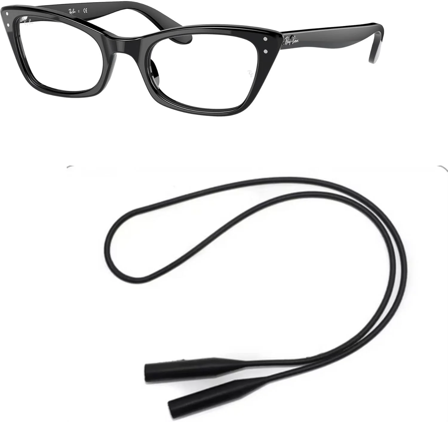 مجموعه عینک طبی ری بن RX5499: RX 5499 LADY BURBANK 2000 Lady Burbank Black و بند سیلیکونی ضد لغزش یونیورسال، Lady Burbank Black، 49 میلی متر