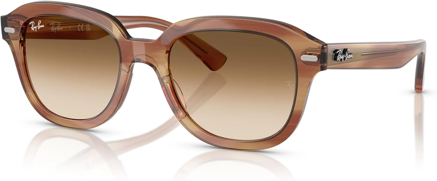 عینک آفتابی مربعی унисекс ری-بن، قهوه ای راه راه/قهوه ای градиент شفاف، 51 میلی متر