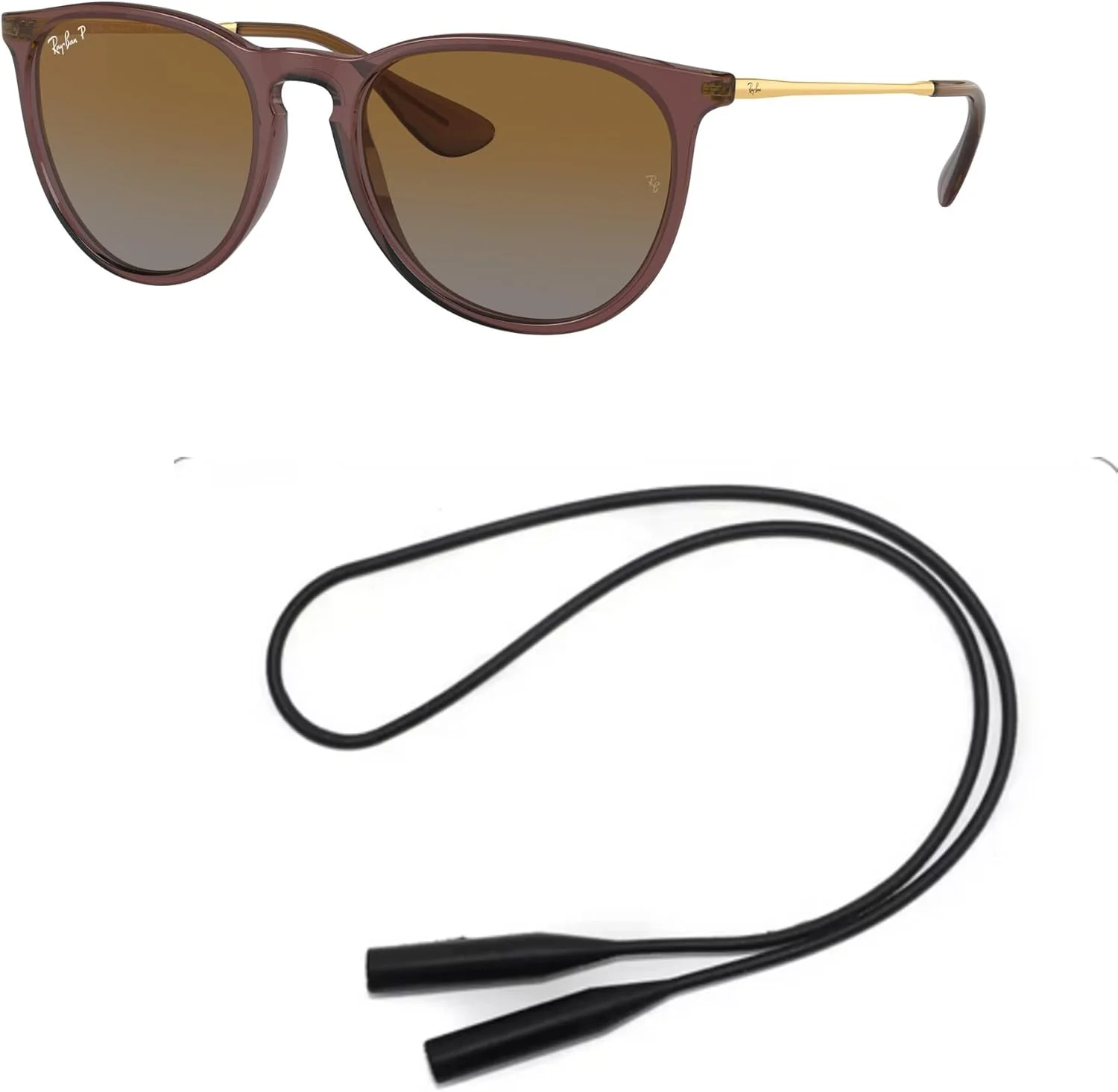 عینک آفتابی Ray-Ban RB4171 مدل ERIKA 6593T5 Erika قهوه ای تیره شفاف B به همراه بند سیلیکونی ضد لغزش یونیورسال